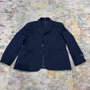 Boys Navy Pinstripe Blazer - Classic Two-Button Jacket
